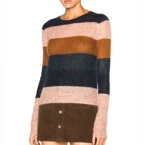 Pam & Gela Alpaca Wool Knit Blue Pink Stripe Lightweight Sweater Revolve
